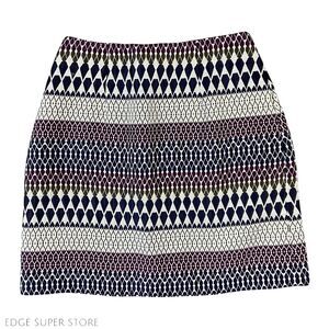 Ted Baker Dark Blue Purple Pencil Straight Batik Print Zip Up Short Skirt Size 0
